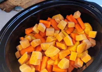 cubed vegetables in slow cooker